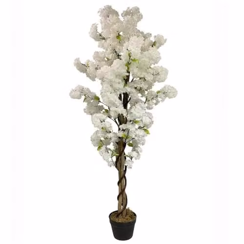 Botanik Luxury Flowering Artificial Tree in White or Black, H 150 cm x W 60 cm x D 60 cm – 1
