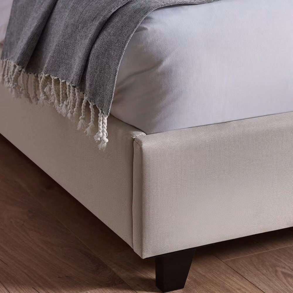 Cheshire Hazel Oatmeal Linen Upholstered Bed Frame, Beige, W/D/H: 90 x 200 cm – 4