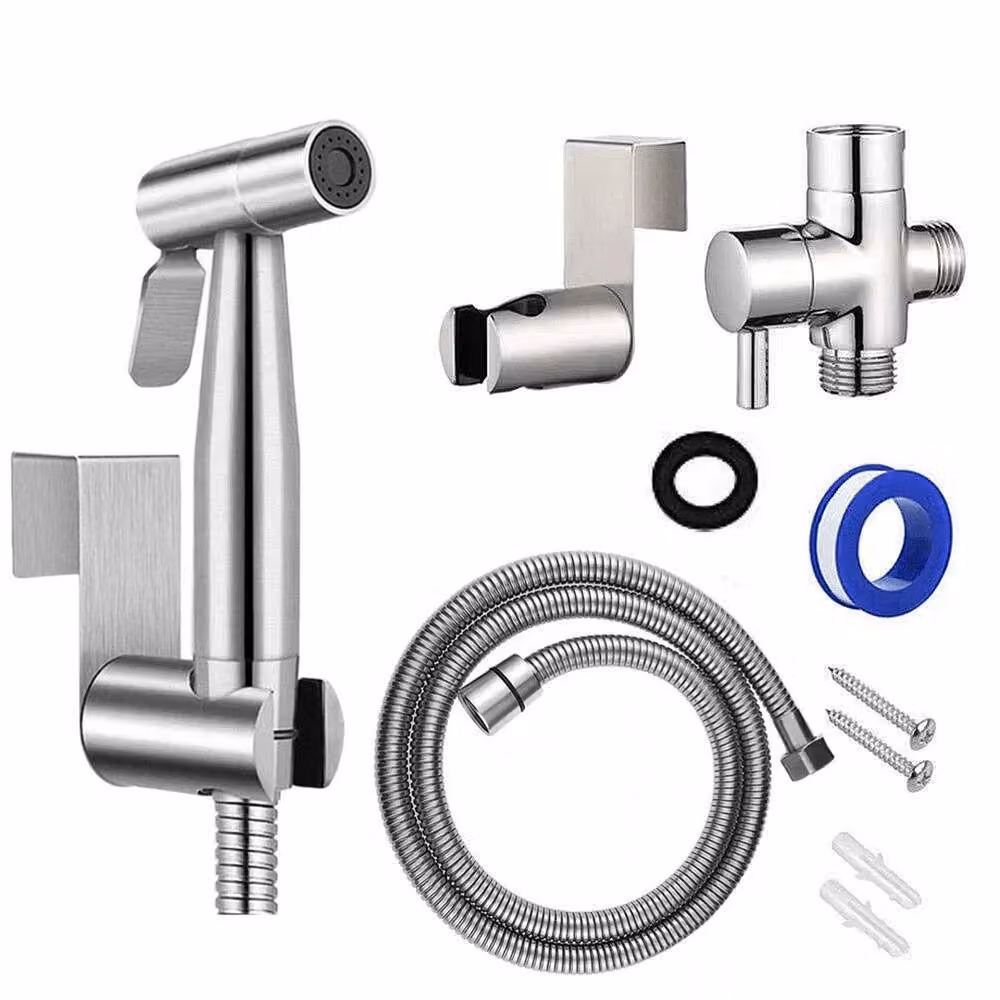NESTLUNE Handheld Bidet Spray with Anti-Kink Stainless Steel Hose in Silver, Hose Length: 180 cm – 2