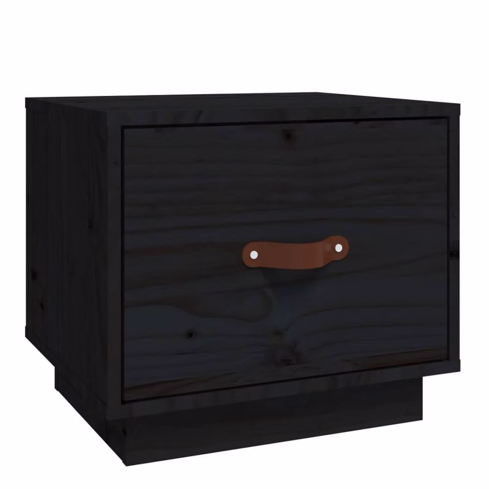Berkfield Home Beautiful Bedside Cabinet in Black Solid Pine, W/D/H: 40 x 34 x 35 cm – 2