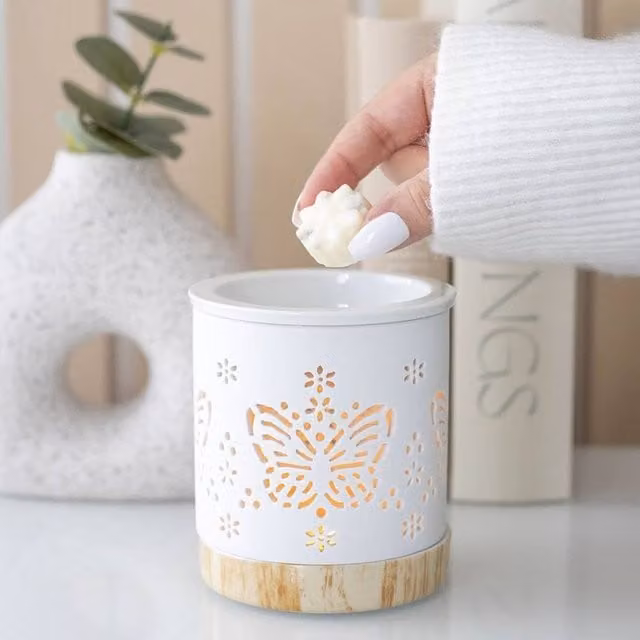 Uniqueful Matte Ceramic Butterfly Oil Burner in White