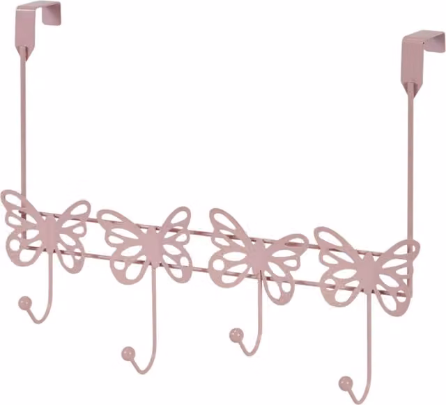 Showerdrape Butterflies Pink Metal Over Door Hanging Storage Hooks