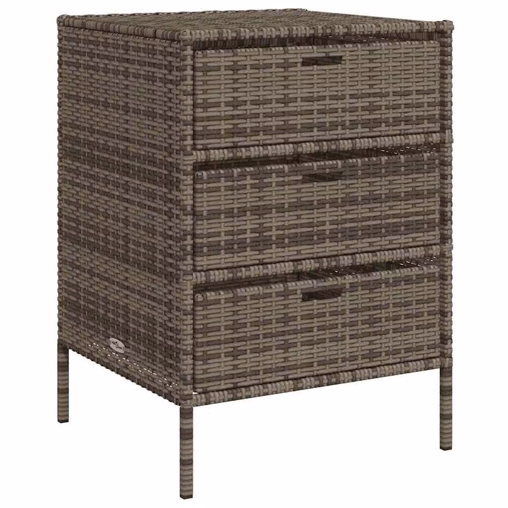 Berkfield Home Garden Storage Cabinet in Grey Poly Rattan and Steel, W: 55 cm, D: 59 cm, H: 80 cm – 3