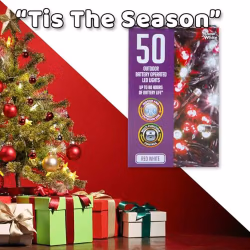 VFM e-Store Christmas String Lights with 50 Bulbs in White, Red and Multicolour – 7