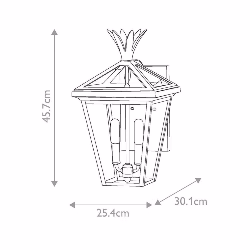Netlighting Palma 2 Light Modern Outdoor Wall Lantern in Black with Transparent Glass, IP44 Rated, H 45.7 cm x W 25.4 cm x D 25.4 cm – 2