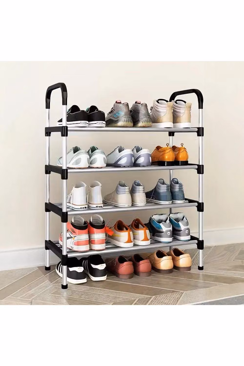 H&O Direct 4 Tier Metal Shoe Rack Organizer in Black – 2