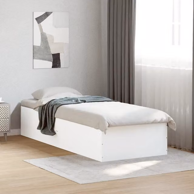 Berkfield Home Small Single Bed Frame in White, Engineered Wood, W/D/H: 75 x 190 cm – 1