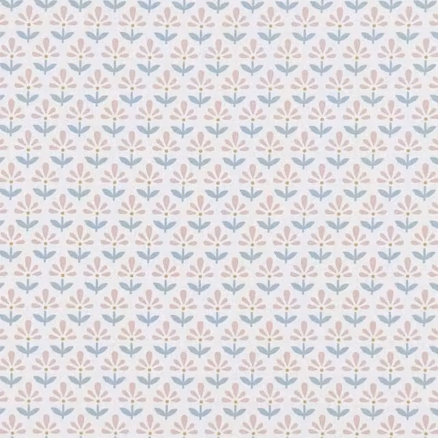 Clarke & Clarke Fleur Floral Cotton Fabric in Blush Mineral Multicolour