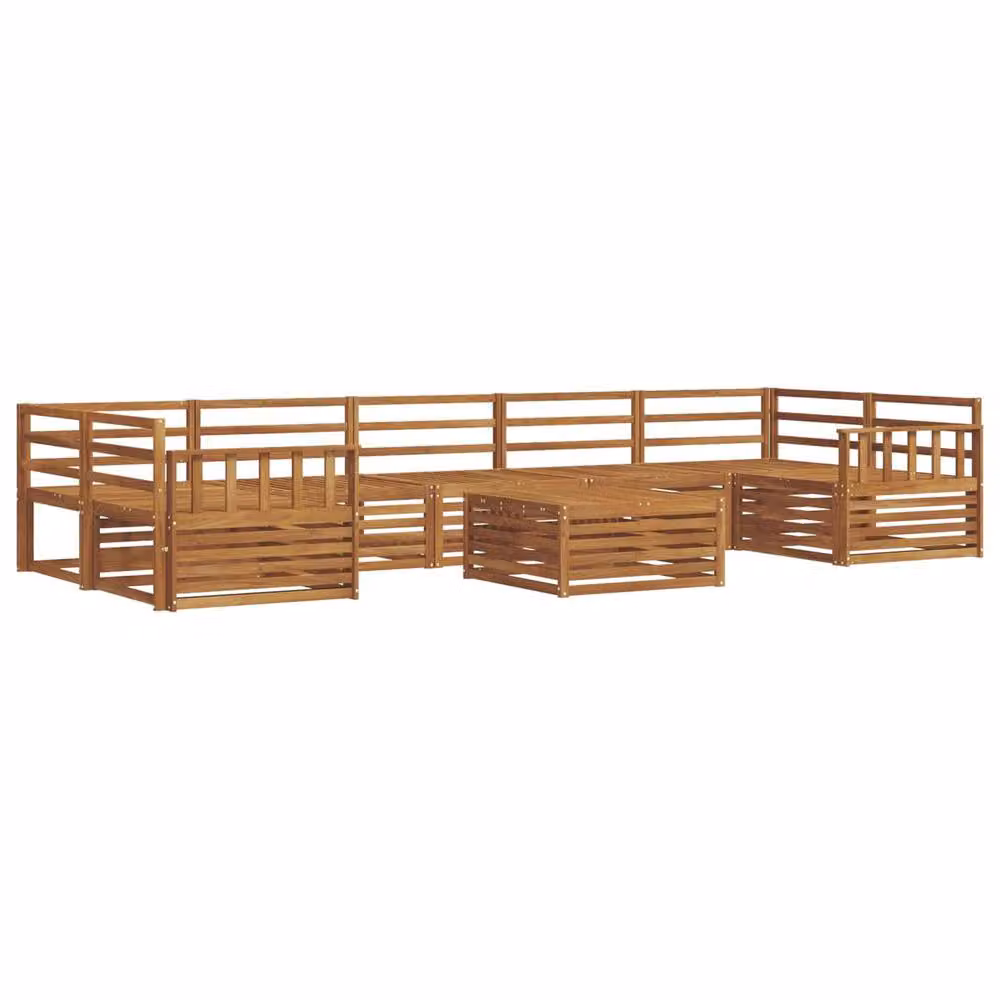 Berkfield Home 8-Piece U-Shape Outdoor Sofa Set in Brown Solid Acacia Wood – 2