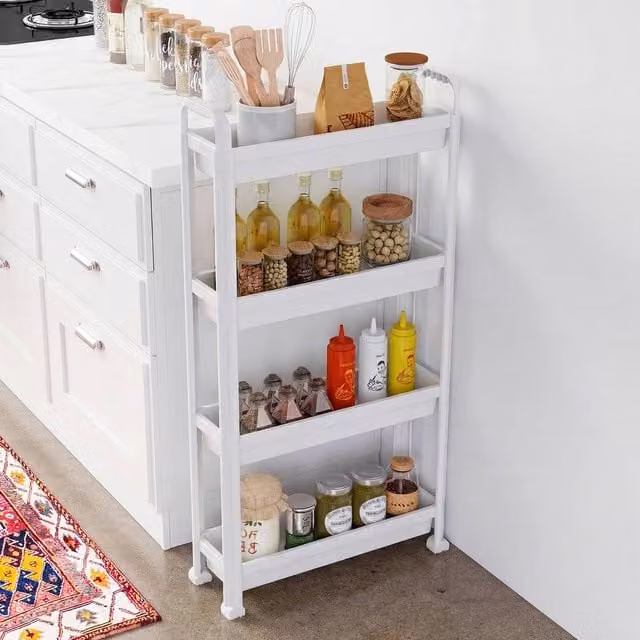 Costway 4-Tier Rolling Storage Cart Bathroom and Kitchen Organiser, White