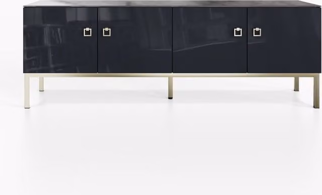 Frank Olsen Lyra 1500 TV Cabinet in Black with Integrated Lighting and Glass Details