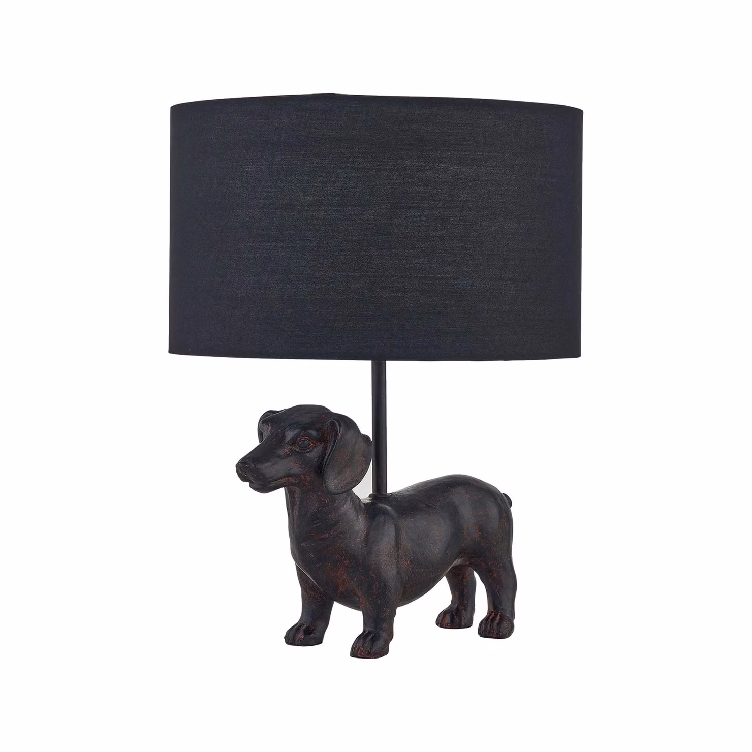 First Choice Lighting Set of 2 Ronnie Dachshund Dog Table Lamps with Black Fabric Shades, W/D/H: 25.5 x 25.5 x 33.5 cm – 2