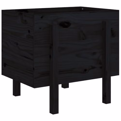 vidaXL Black Solid Wood Pine Garden Planter Tub W: 62 cm, D: 50 cm, H: 57 cm – 1