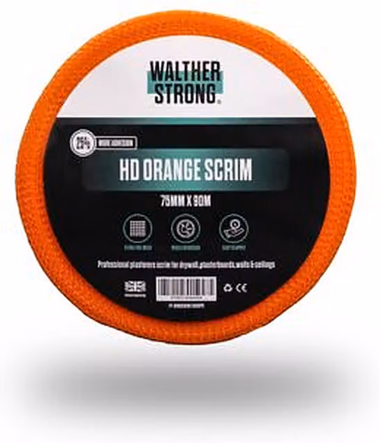 Walther Strong HD Orange Scrim Glass Fibre Tape, Width: 75 mm, Length: 90 m