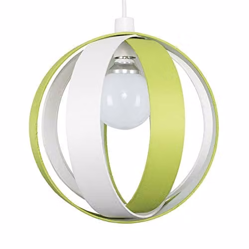 MiniSun Modern Green and Beige Fabric Cocoon Pendant Ceiling Light Shade, Shade Width: 29 cm – 1