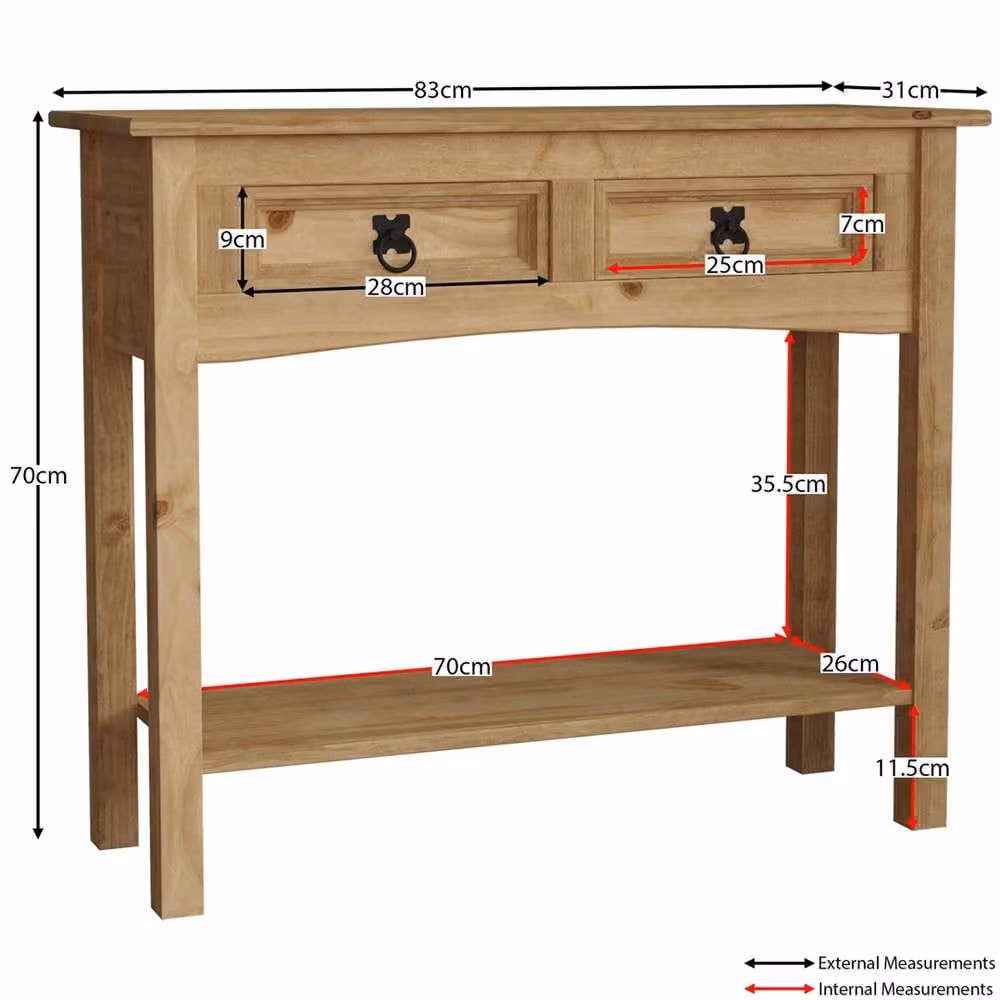 FORGEVIO 2 Drawer Wood Console Table in Natural Brown – 2