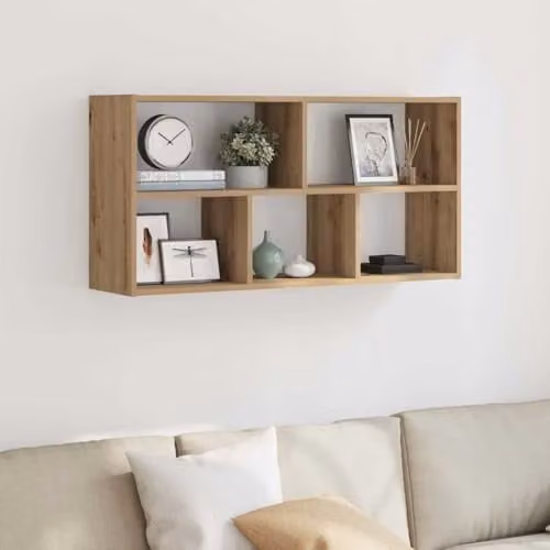 vidaXL Wall Shelf Artisan Oak, Brown, W: 100 cm, D: 25 cm, H: 50 cm – 2
