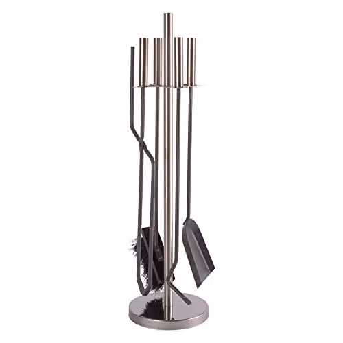 Hammer & Tongs Petworth 5 Piece Fireside Companion Set in Silver, H 64.5 x W 17.5 x D 17.5 cm – 2