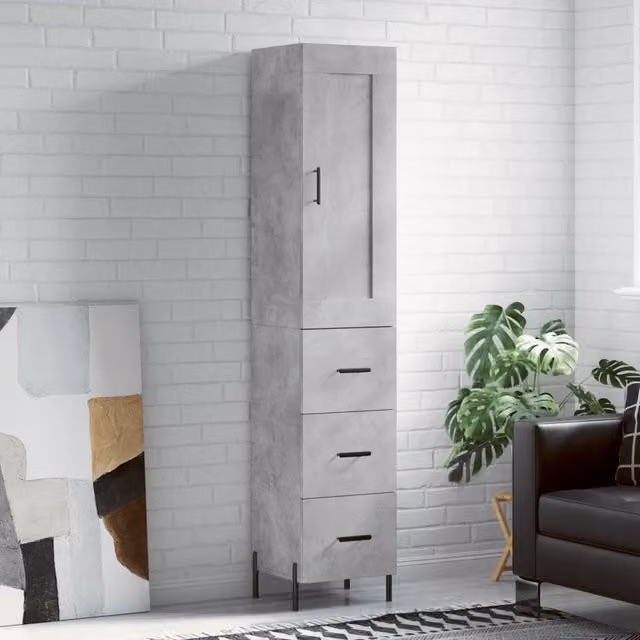Berkfield Home Highboard in Concrete Grey, W/D/H: 34.5 x 34 x 180 cm – 1