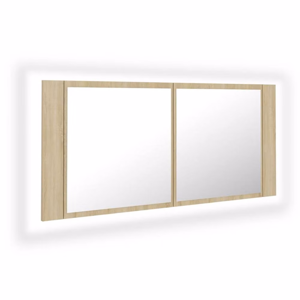 Berkfield Home LED Bathroom Mirror Cabinet in Sonoma Oak Brown, W/D/H: 100 x 12 x 45 cm – 2