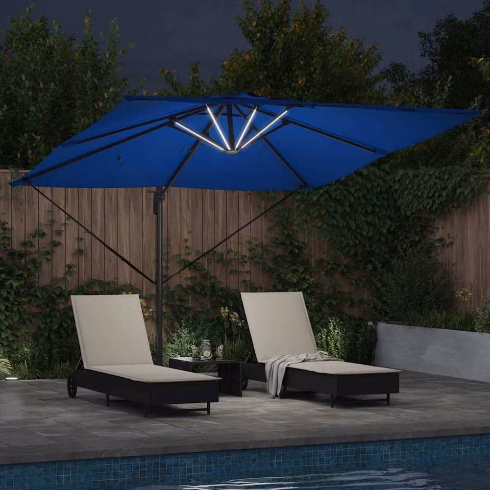 Berkfield Home Roma Cantilever Parasol with LEDs in Azure Blue, W/D/H: 286 x 285 x 285 cm – 3