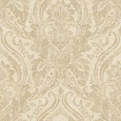 Grandeco Beige Floral Damask Textured Wallpaper