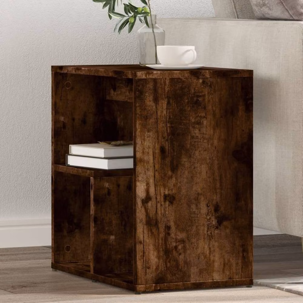 Berkfield Home Set of 2 Modern Smoked Oak Side Tables in Brown, W/D/H: 50 x 30 x 50 cm – 2