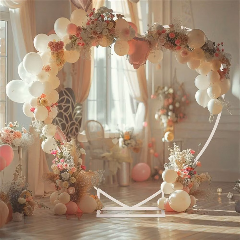 NESTLUNE White Metal Heart Shape Wedding Arch and Flower Balloon Frame, W/D/H: 100 x 15 x 100 cm – 3