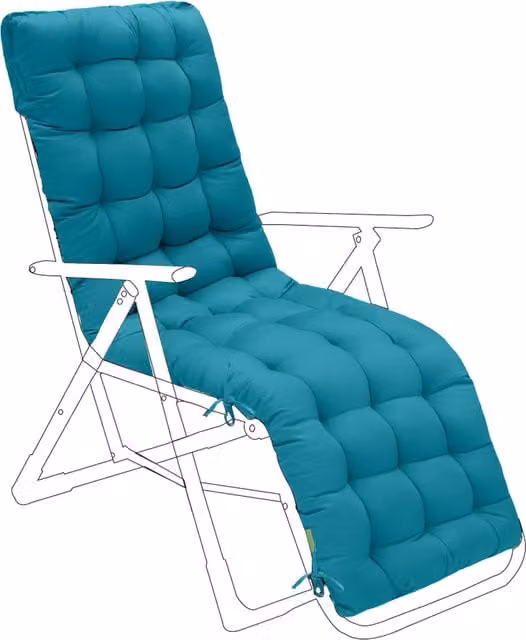 Gardenista Petrol Blue Outdoor Sun Lounger Recliner Seat Pad with Breathable Polyester and Cotton Fabric