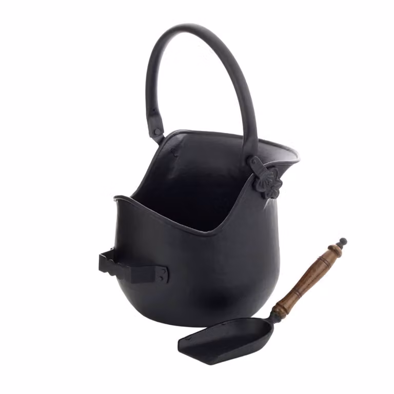 Leecroft Cast Coal Bucket with Shovel in Black and Multicolour