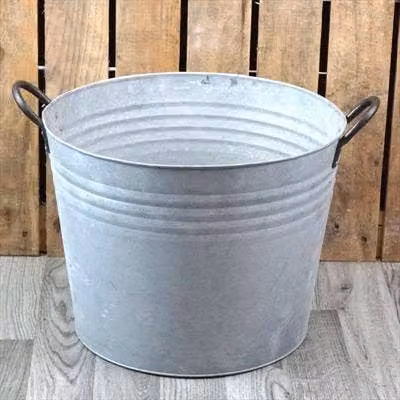 The Satchville Gift Company Round Aged Zinc Tabletop Planter in Grey