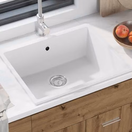 vidaXL White Granite Composite Kitchen Sink W/D/H: 54 x 44 x 20 cm – 2