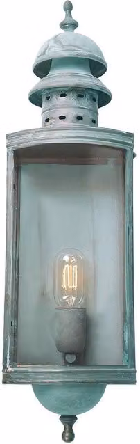 Netlighting Downing Street Green Outdoor Wall Lantern Light with Brass Details, IP44, E27
