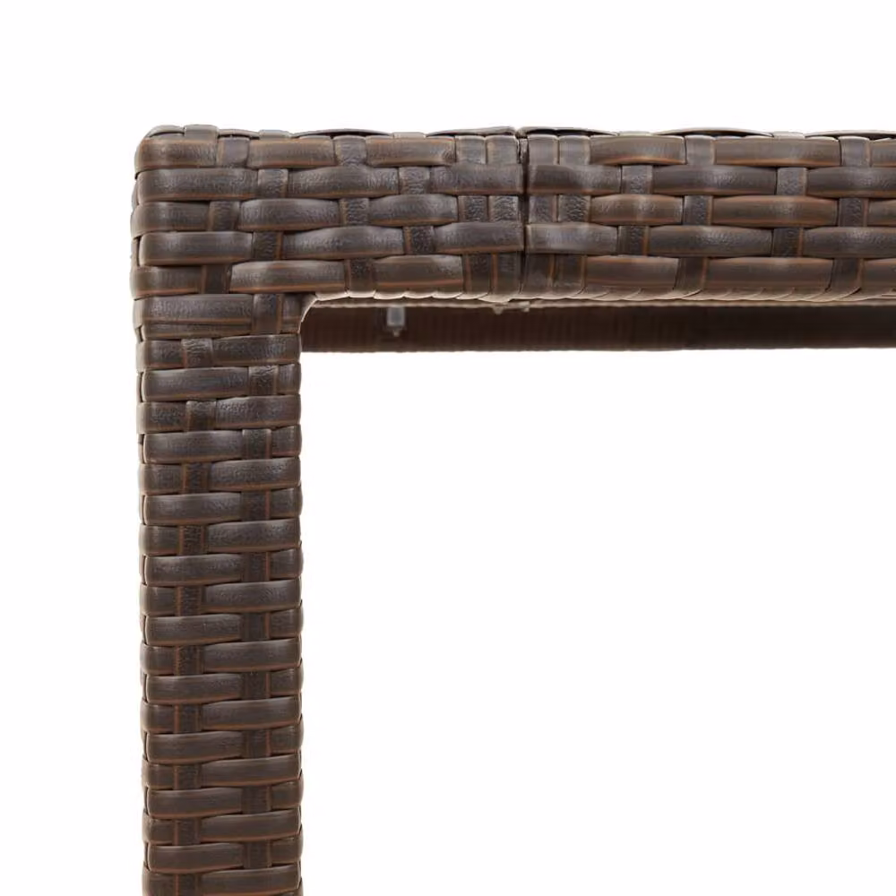 Berkfield Home Brown Poly Rattan Garden Table with Glass Top, W: 190 cm, D: 90 cm, H: 75 cm – 5