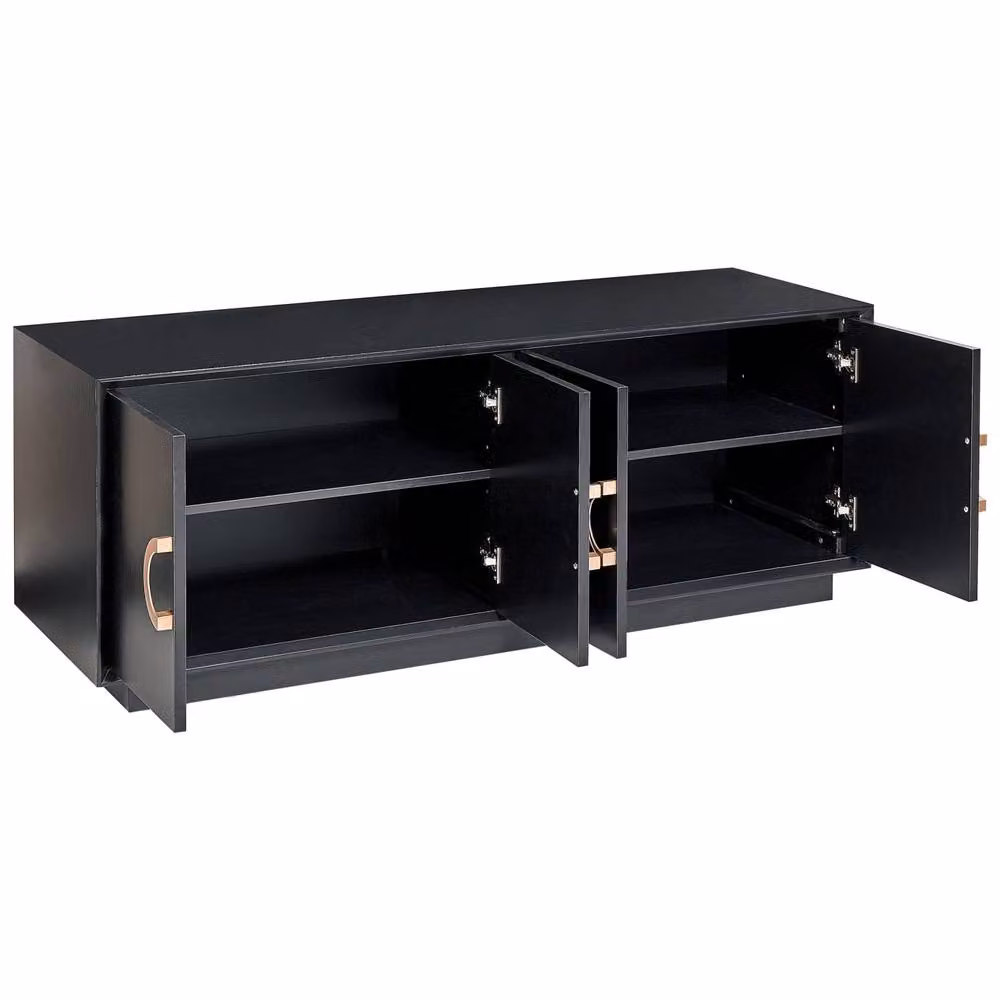Wyld and Coco 4-Door Black MDF Sideboard with Gold Handles W/D/H: 120 x 40 x 46 cm – 4