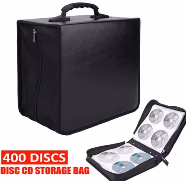 EONLION 400 DVD Disc Carry Case Holder Storage Bag in Black, W/D/H: 50 x 50 x 5 cm