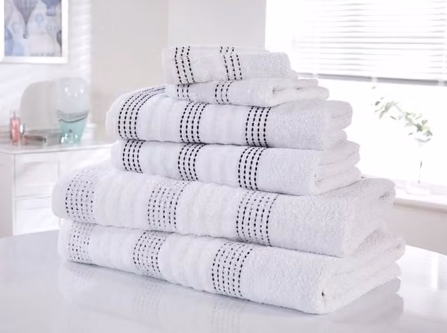 Rapport Home Spa Super Soft and Absorbent 100% Cotton Fluffy Towel with Border in White