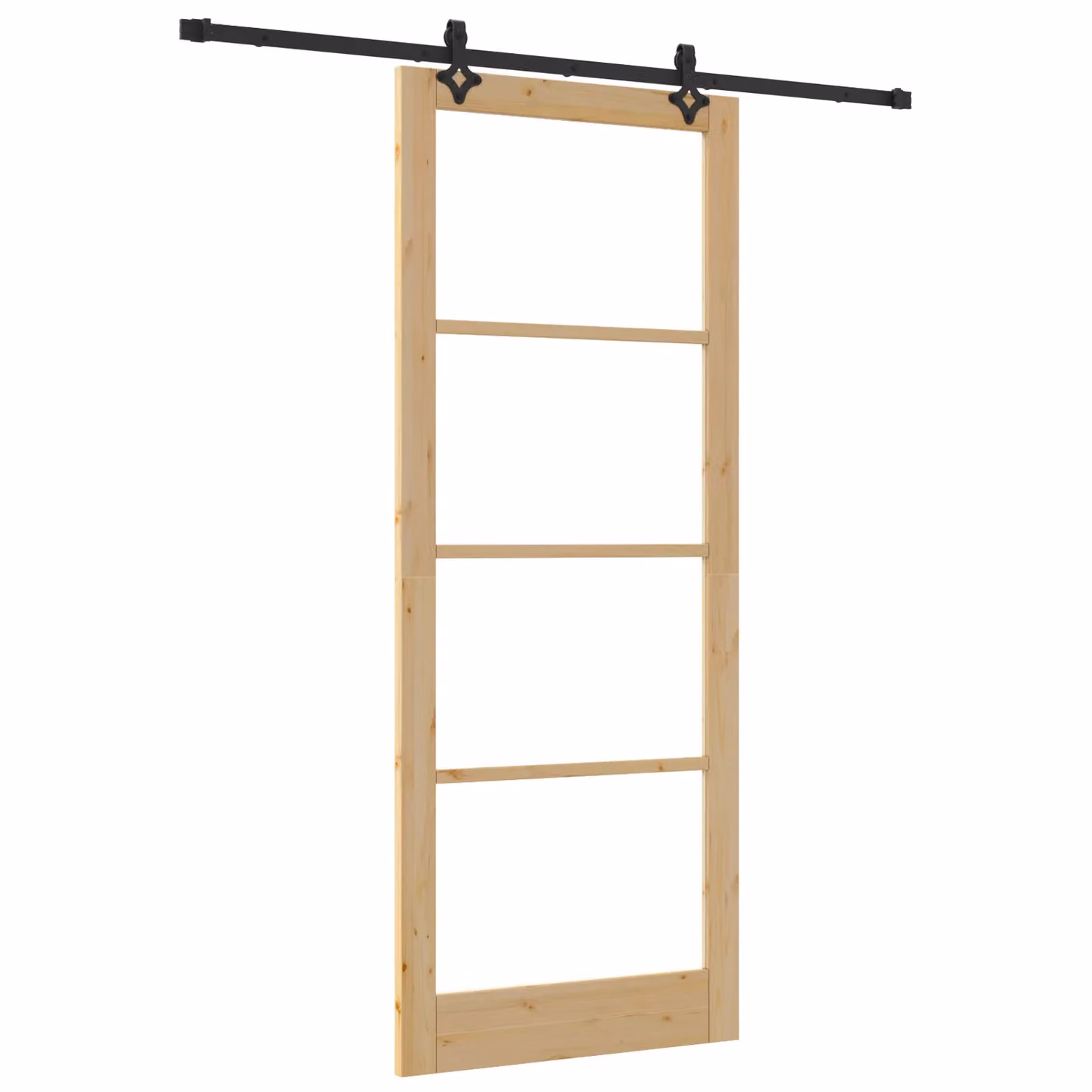 Berkfield Home Orkdal Minimalist Sliding Door with Hardware Set in Beige, Solid Wood and Glass, W: 232.0 cm, H: 93.0 cm – 2