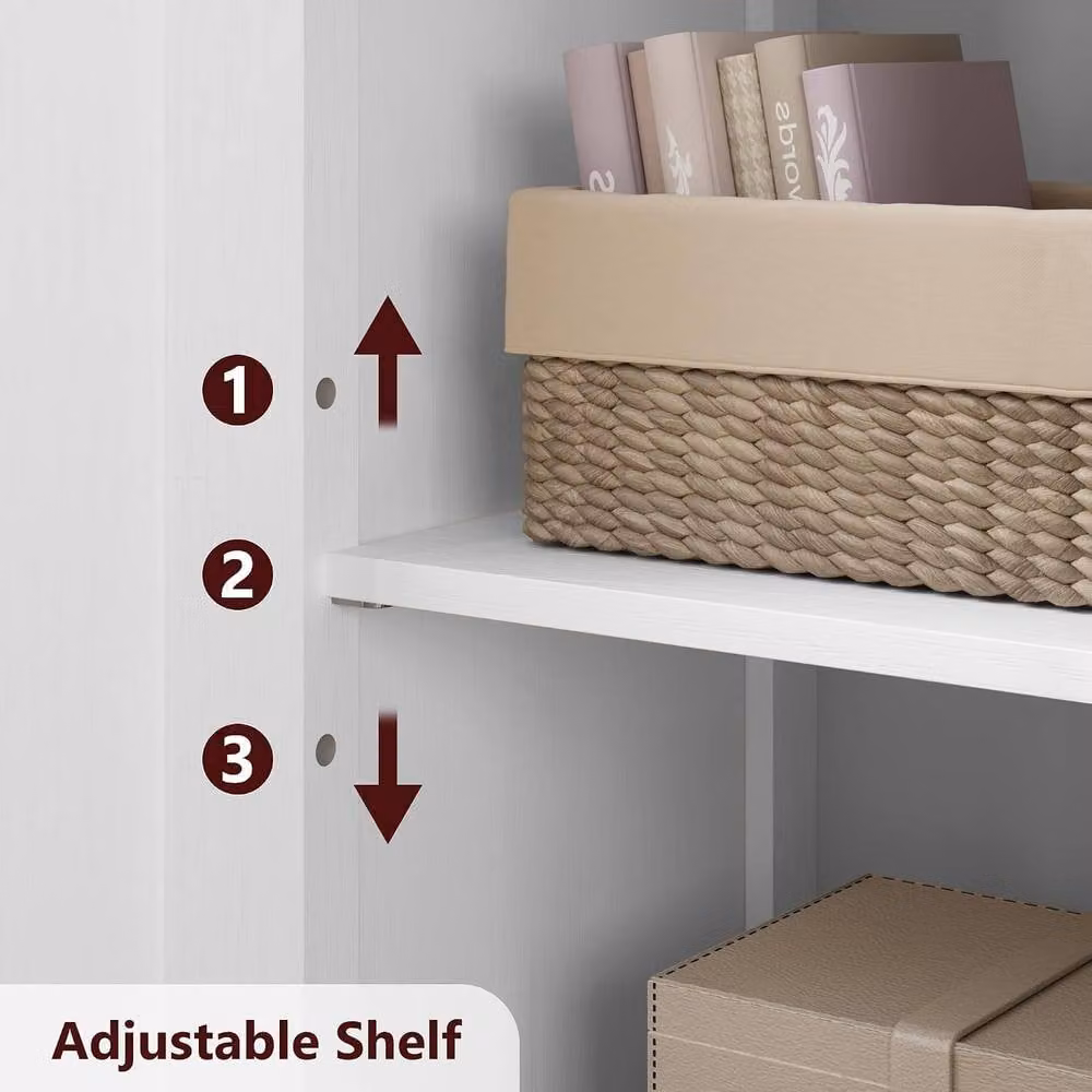 London Boutique White Wooden Kitchen Pantry Cupboard with Adjustable Shelves, W/D/H: 60 x 30 x 128 cm – 3