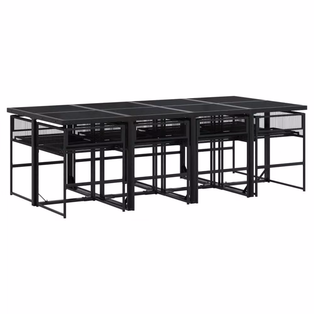 Berkfield Home 9 Piece Garden Dining Set in Black Poly Rattan – 2