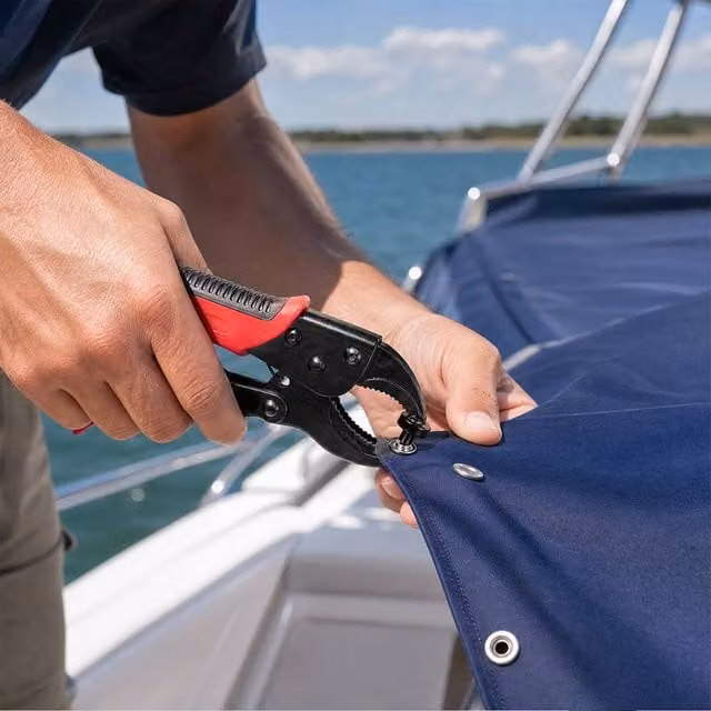 Traderight Red Snap Fastener Kit with Adjustable Press Tool for Leather and Boat Covers