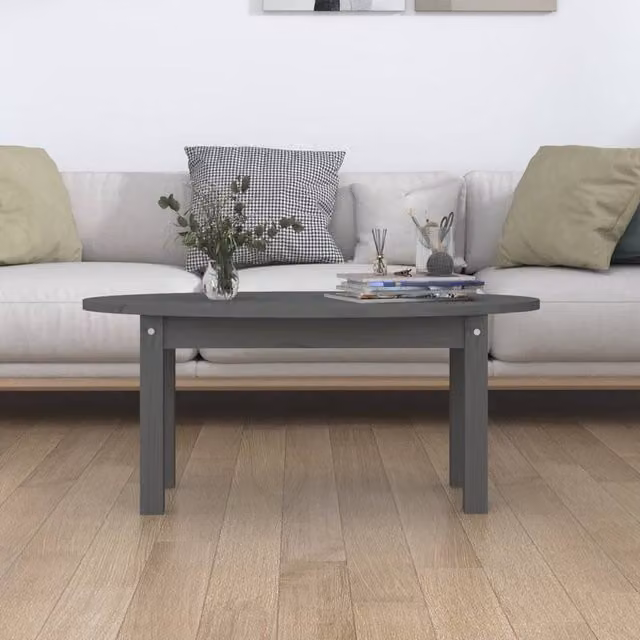 Berkfield Home Beautiful Grey Solid Wood Pine Coffee Table W/D/H: 80 x 40 x 35 cm – 1