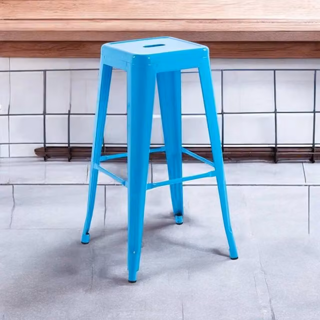 EONLION Blue Metal Industrial Stacking Bar Stool – 1