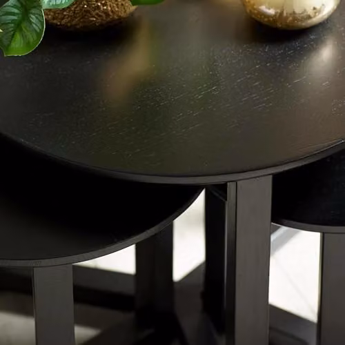 Julian Bowen Nidri Set of 3 Black Round Nesting Tables with Y-Shaped Base – 4
