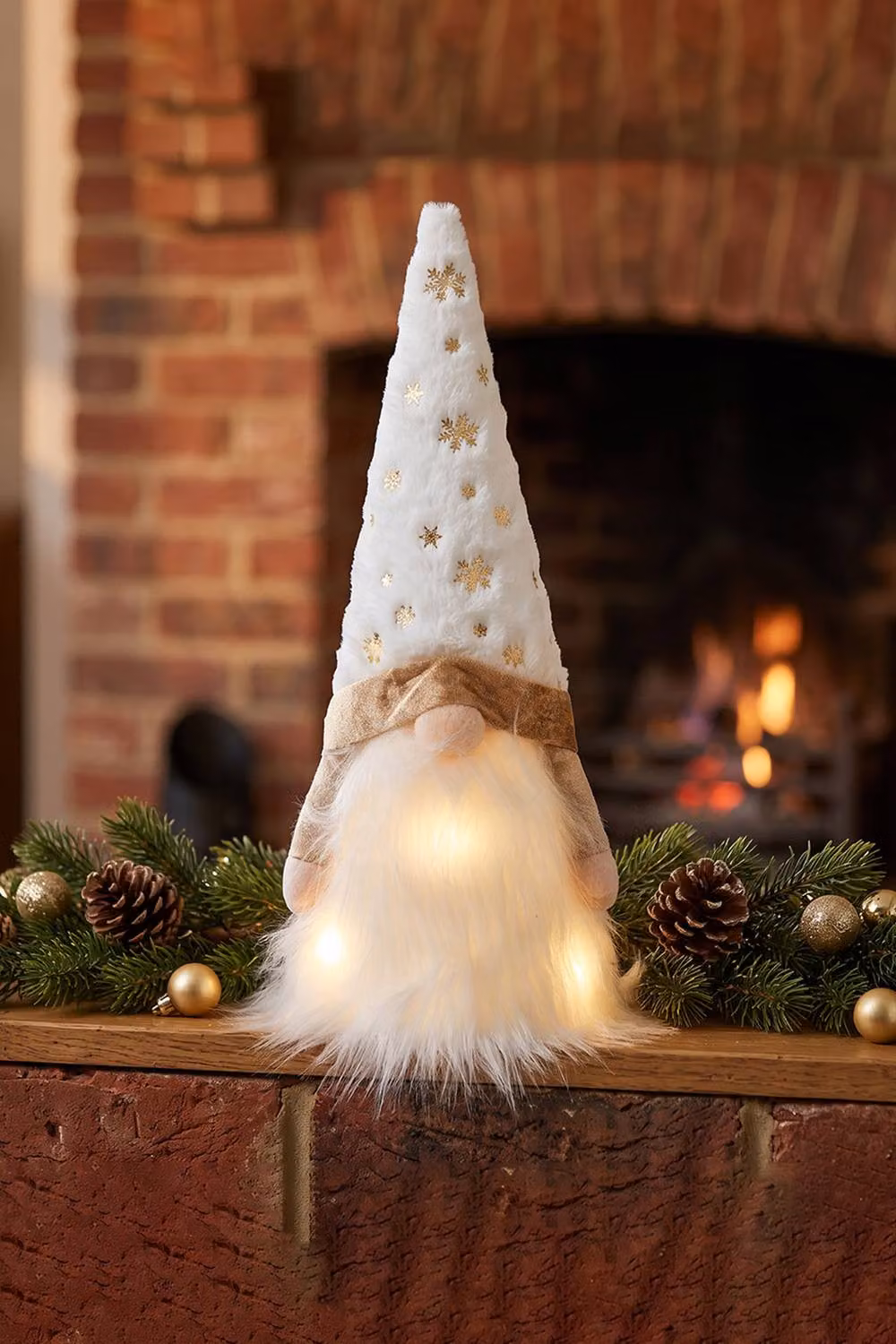 ExtraStar Lighted Christmas Tree Topper Gnome Decoration in White and Gold – 2