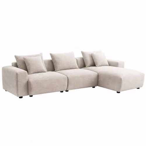Furnishings For Less UK Mayfield Beige Fabric Universal Corner Sofa with Reversible Chaise and Scatter Cushions – 2