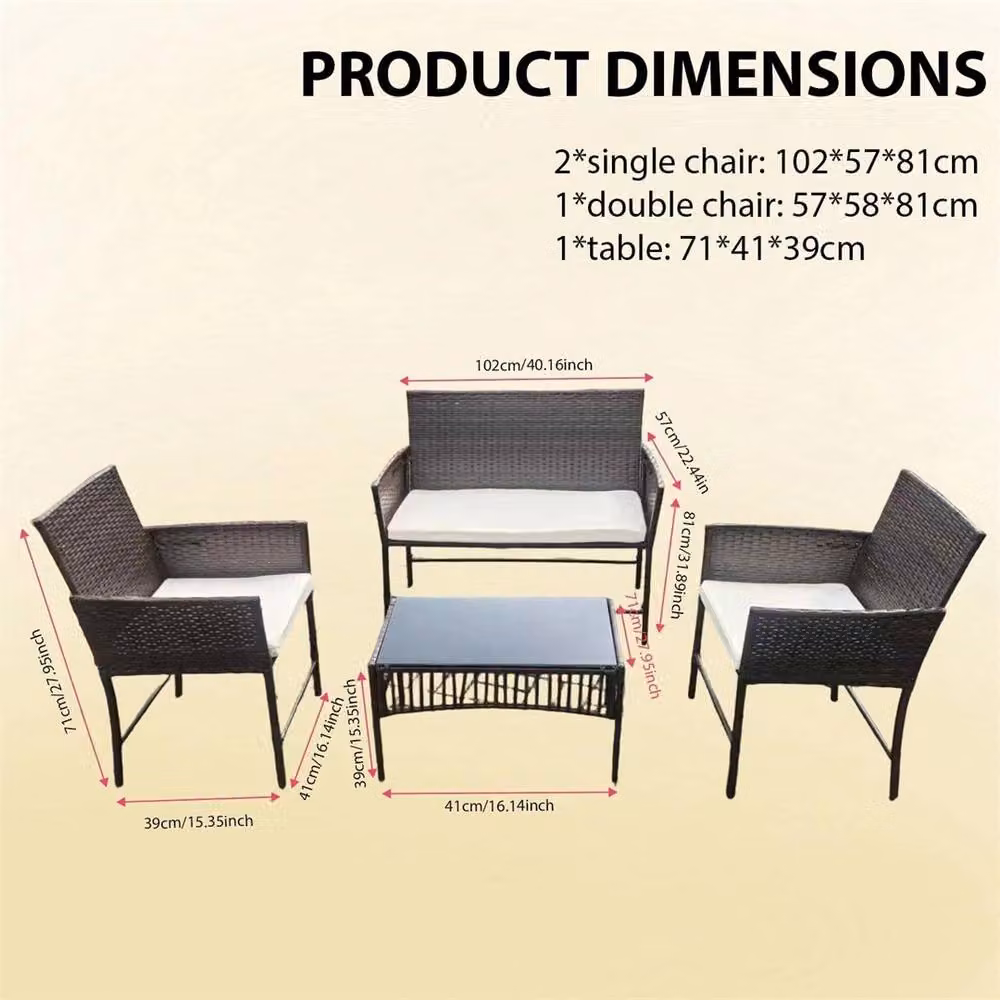 Nordara 4 Piece Multicolour Rattan Garden Furniture Set with Sofa, Chairs and Coffee Table – 2