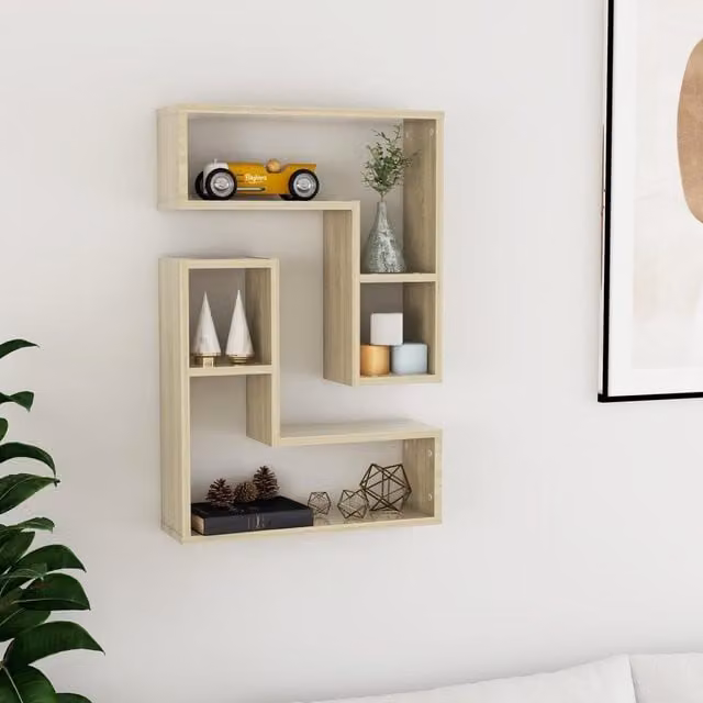 Berkfield Home Wall Shelf 2 pcs in Sonoma Oak Brown, W/D/H: 50 x 15 x 50 cm