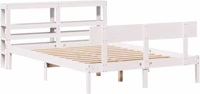 Berkfield Home Beautiful Small Double Bed Frame in White Solid Pine, W/D/H: 190 x 120 x 82 cm