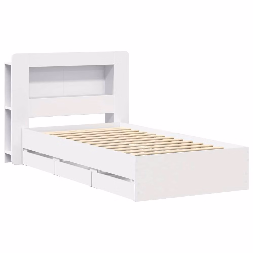Berkfield Home Modern Bed Frame with Storage Drawers in White, Engineered Wood, W/D/H: 80 x 200 cm – 2